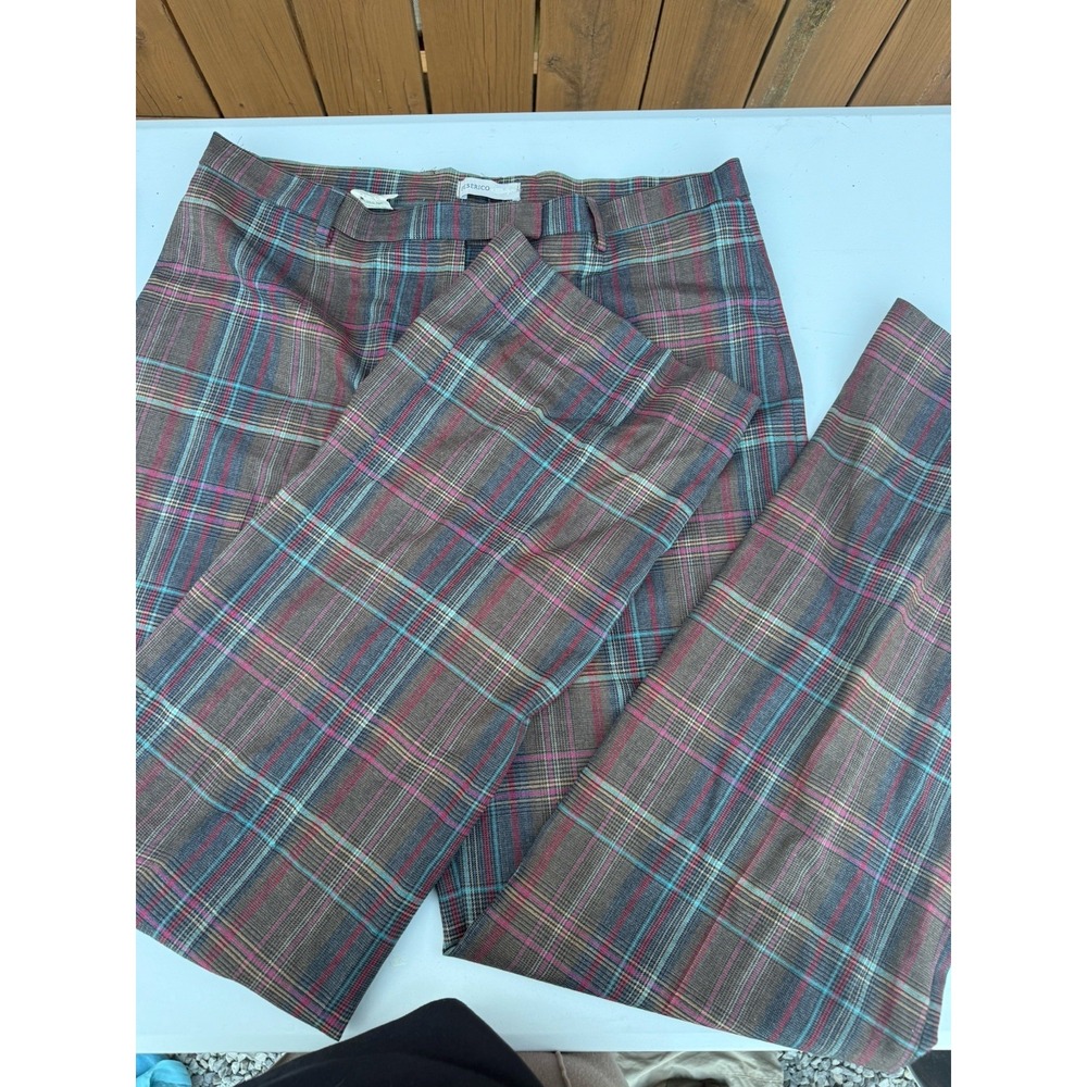 Peserico Pants Womens Brown Wool Plaid Pull On Ankle Italy 48